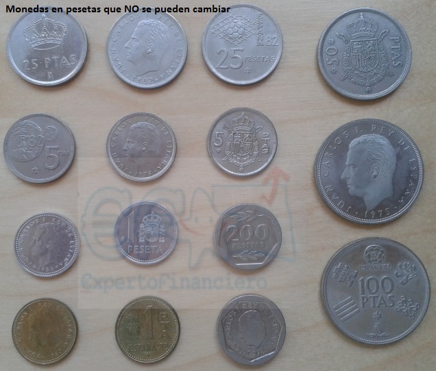 monedas en peseta que no se pueden canjear